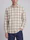 Long Sleeve Checked Beige Shirt