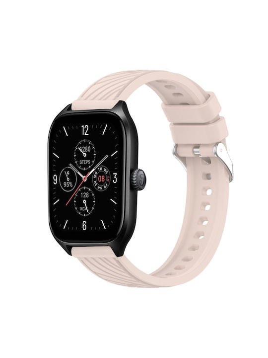 Amazfit Gts 4 Каишка с райе Текстура 20 мм Силиконова за часовник Розова