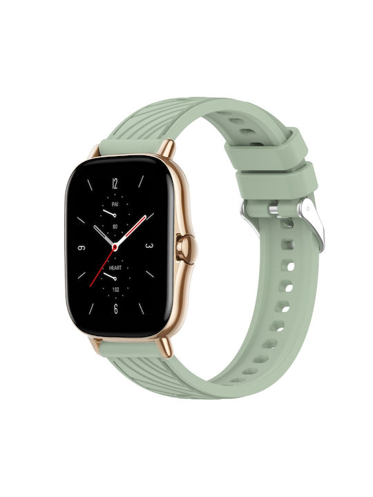 Amazfit Gts 2 Stripe Texture 20mm Silicone Watch Band Light Green