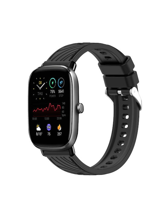 Amazfit Gts 2 Mini Stripe Texture 20mm Silicone Watch Band Black