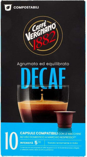 Caffe Vergnano 1882 Капсули Еспресо Безкофеинови Съвместими с Машина Nespresso 10 броя