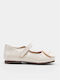 Kids Ballerinas with Hook & Loop Patent Leather Ecru Barreta