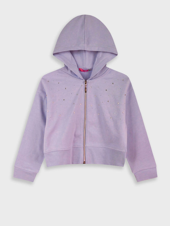 Kinder-Sweatshirt Strickjacke mit Kapuze Flieder