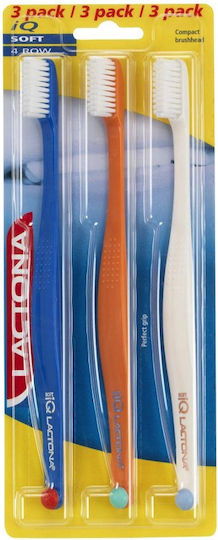 Lactona Iq 4-row Soft 3 Pack, Extra Μαλακές Οδοντόβουρτσες, Πακέτο 3 Τεμαχίων