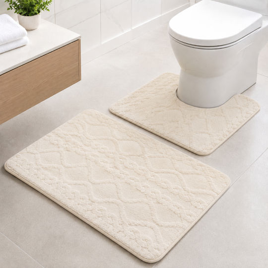 My Home Luxury Non-Slip Bath Mats Set SET02-06 Ecru 50x80cm 2pcs
