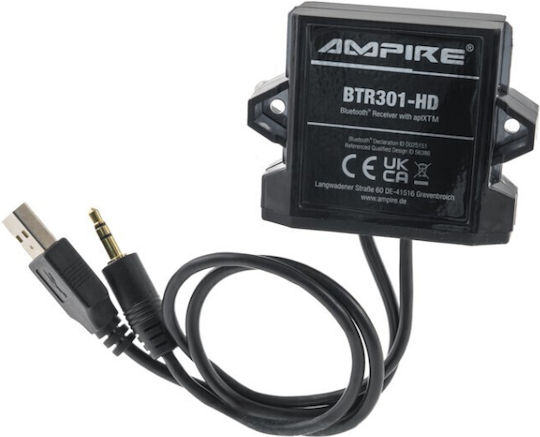 Ampire Btr301-hd Δέκτης Bluetooth Αυτοκινήτου Usb 3.5mm Jack