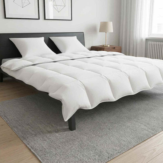 vidaXL King Size Quilt Set 260x220cm White 3 pcs 350 GSM