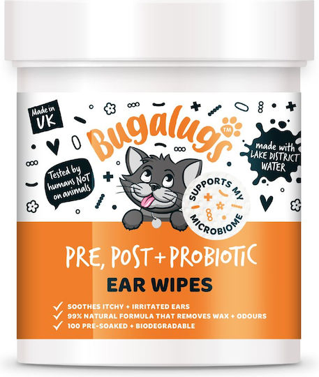 Pre Post & Probiotic Ear Cleaning Wipes for Cats 100 pcs
