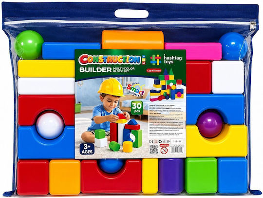 Hashtag Toys Cuburi de Construit Educative Blocks Builder Set 3 pentru 3+ Ani 30 Buc HTB1188