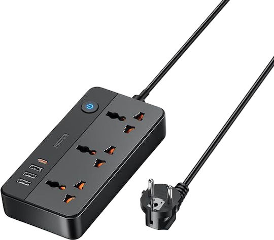 Remax Steckdosenleiste 3 Steckdosen mit USB-A, USB-C und Kabel 1,5 m
