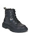 Leder Kinderstiefel mit Schnürsenkeln Schwarz
