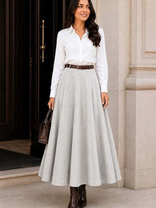 Plissierte Maxi Damenrock Grau