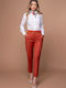 Jessie Women's High Rise Fabric Trousers in Tapered Leg Style Red
