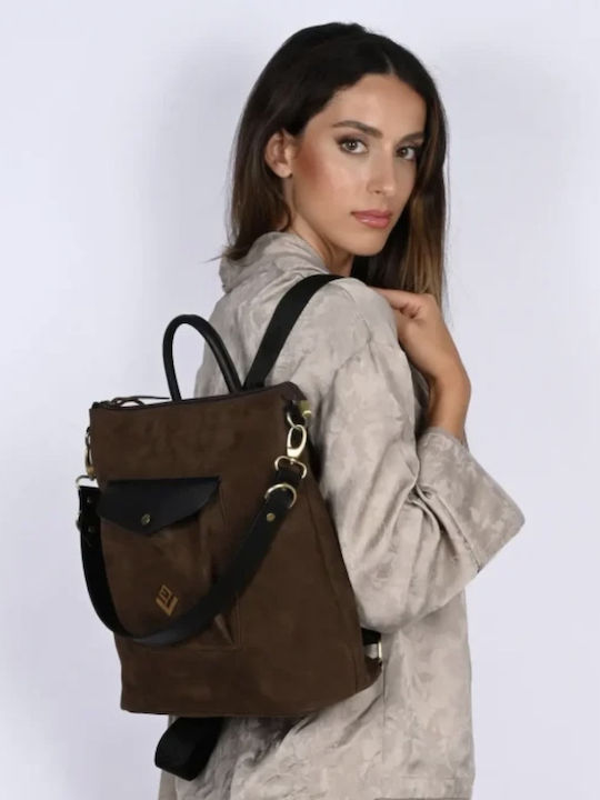 Leather Women's Backpack Suede Brown