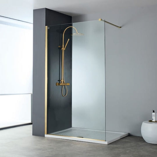 Devon Iwis Walk-in Duschwand mit Schiebetür 50x200cm Gold gebürstet