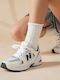 Weiße Bordeaux Chunky Sneakers Mesh Mehrlagige Konstruktion