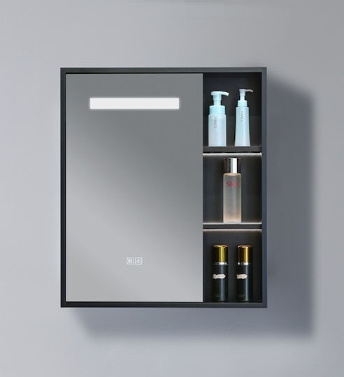 Phoebe Bathroom Mirror Led Touch with Shelf & Cabinet 60x70cm Black