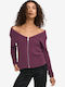 Women's Off-Shoulder Long Sleeve Burgundy Blouse