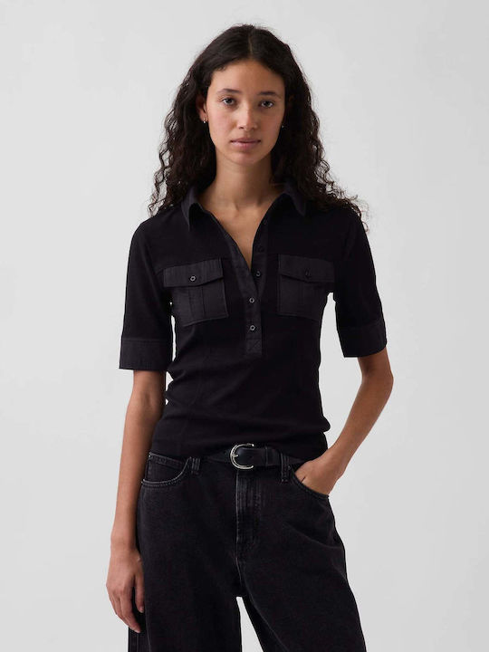 Women's Crop Cotton Black Top
