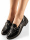 Patent Leather Women's Loafers in Black Colour