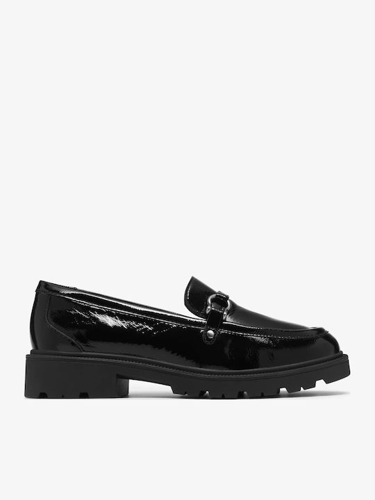 Lackleder Damen Mokassins in Schwarz Farbe
