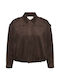 Κοντό Γυναικείο Suede Bomber Jacket Καφέ