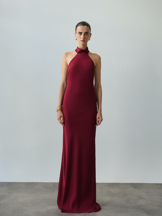 Rochii Maxi De Seara Jupon Satin Cherry Red