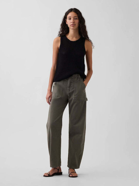Pantalonă de damă din țesătură Black Moss Green