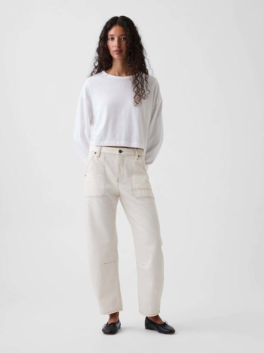 GAP Pantaloni damă din țesătură Ivory Beige Frost