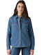 Western Langärmeliges Damen Denim Hemd Blau Blau
