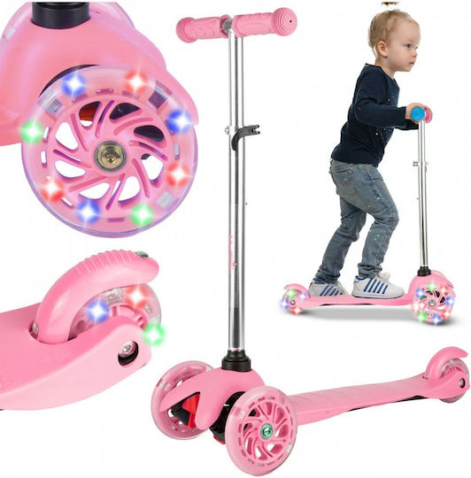 MalPlay Patin pentru copii cu 3 roți cu iluminare LED pentru 3+ ani Roz
