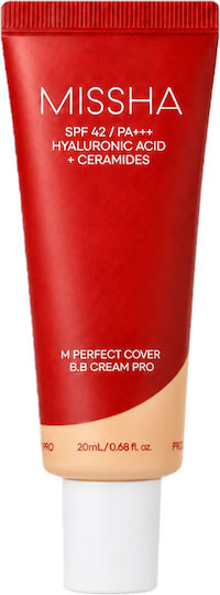 Missha M Perfect Cover BB 27 Honey Beige Face Day Cream with SPF42 for Moisturizing, Anti-aging & Blemishes with Hyaluronic Acid & Collagen 20ml