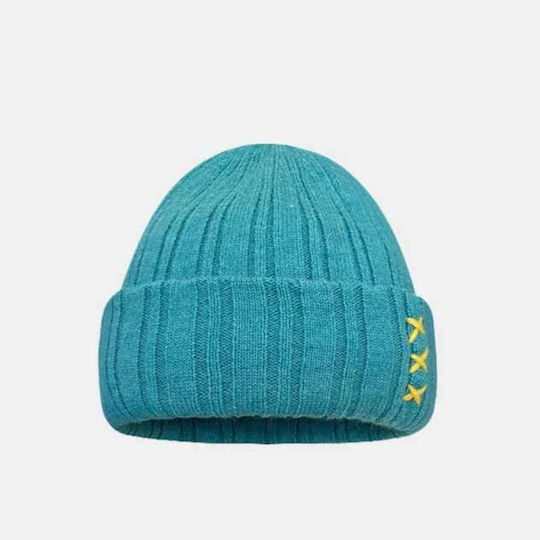 Beanie Unisex Mütze Geflochten in Türkis Farbe