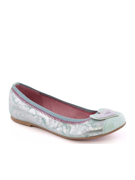 Kids Ballerinas with Hook & Loop Closure Patent Leather Light Blue