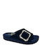 Leather Women's Flat Sandals Black