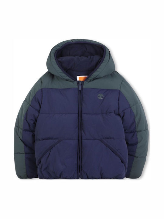 Kids Casual Short Hooded Jacket Blue