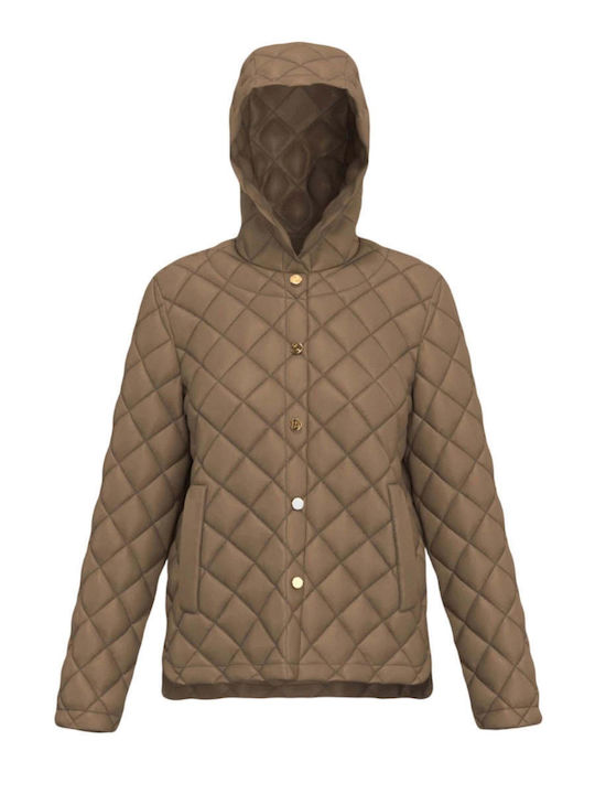 Short Women's Jacket for Winter Brown