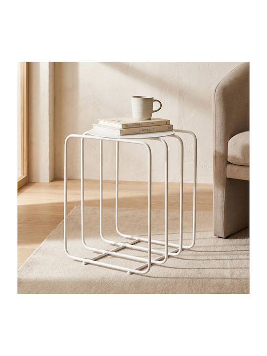 Rectangular Side Table Metal White L30xW36xH30cm
