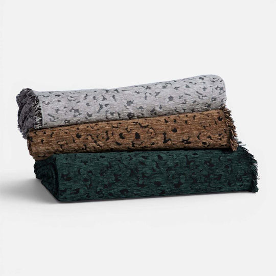 Nef-Nef Homeware Леопард Фотьойл Throw Шенил 170x180см Сив