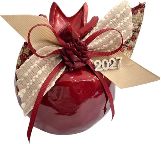 Kalliopi Silver Neujahrs Glücksbringer Granatapfel Rot Keramik 2027 8x10cm