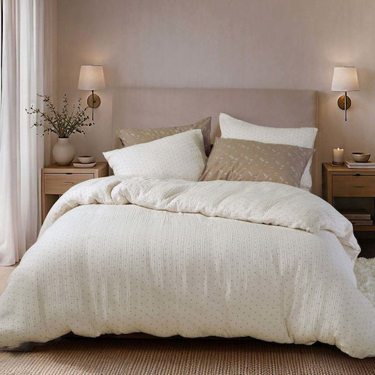 Nef-Nef Homeware Σετ Παπλωματοθήκη 160x230cm Μονή με Μαξιλαροθήκη Dots Mocca