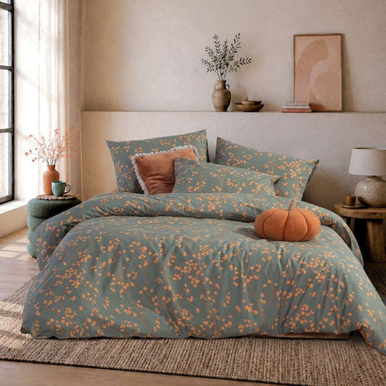 Nef-Nef Homeware Σετ Плик за завивка 100% памук 170x240cm Единичен с Калъфка за възглавница Зелен
