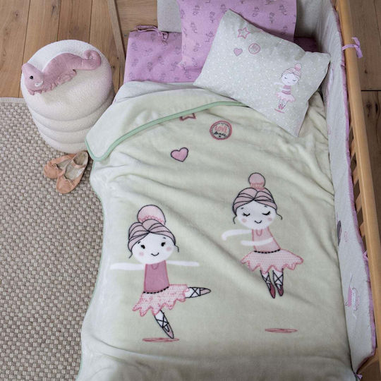 Nef-Nef Homeware Pătură Pepinieră Swaddling Poli.ballerine World Fleece Verde 75x100 cm