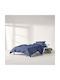 Kentia Set Single Cotton Sheets Dark Blue-White 160x245cm 3 Pieces