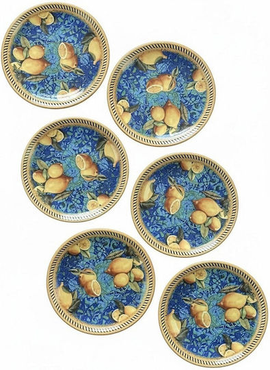 Hermia Ceramic Multicolour Dessert Plate Diameter 20cm 6 Pieces