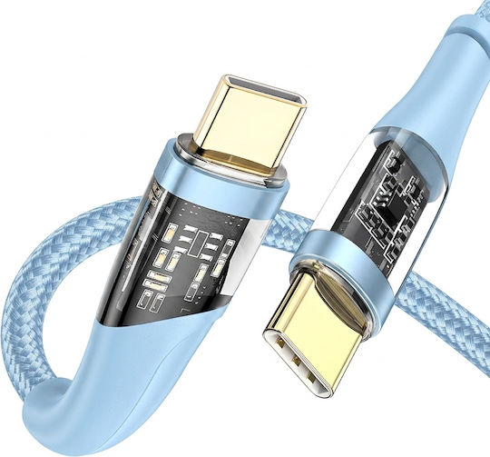 Leewello Geflochtenes USB Typ-C Kabel Männlich - USB-C Blau 1,2 m