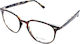 El Greco 9293 C4 Unisex Acetate Round Brown Tortoise Prescription Eyeglass Frames