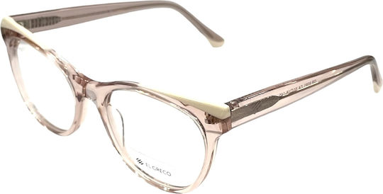 El Greco 9391 C4 Women's Acetate Prescription Eyeglass Frames Butterfly Transparent Pink