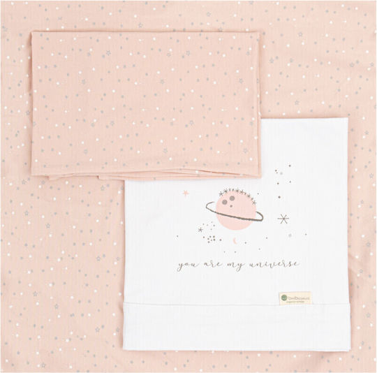 Bimbidreams Set Baby Crib Flannel Fitted Sheets Pink 70x140cm