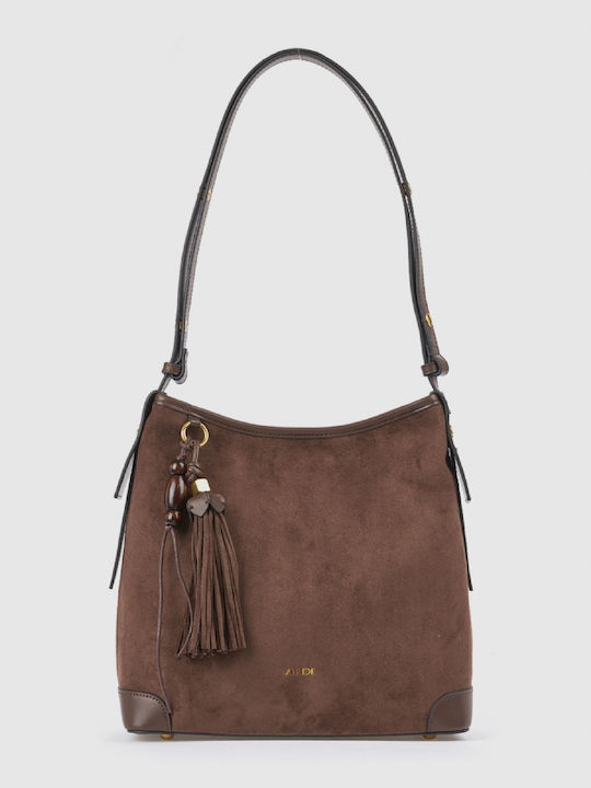 Women's Shoulder / Crossbody Suede Bag with Fringes Brown